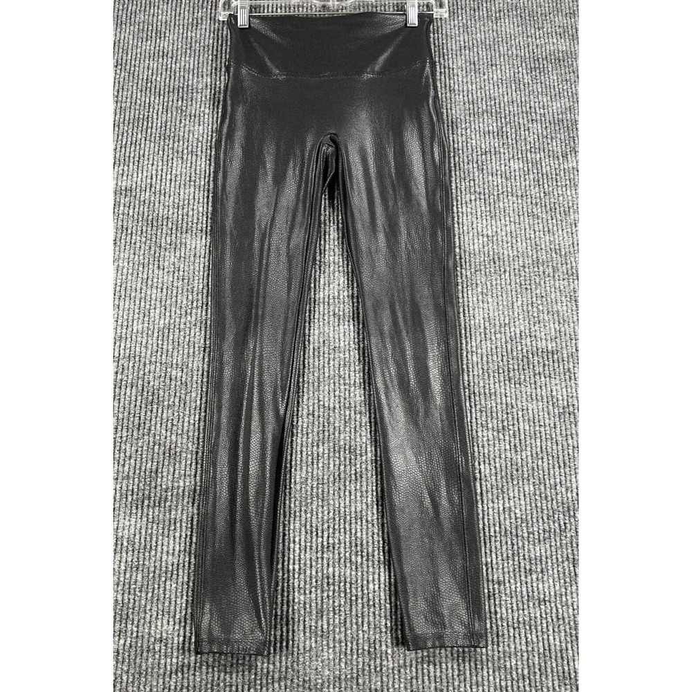 Spanx Faux Leather Pebbled Leggings Pants Womens Small Black Casual Active